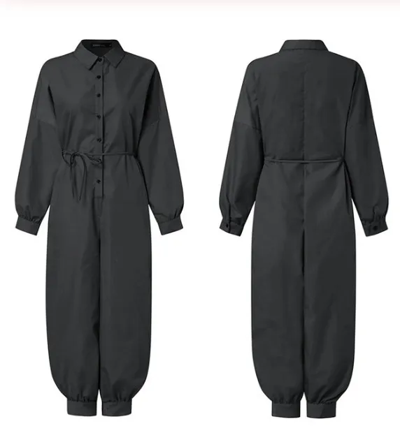 Retro Women's Long sleeved Short sleeved Button Casual Pants Black - Shop at LoveMi