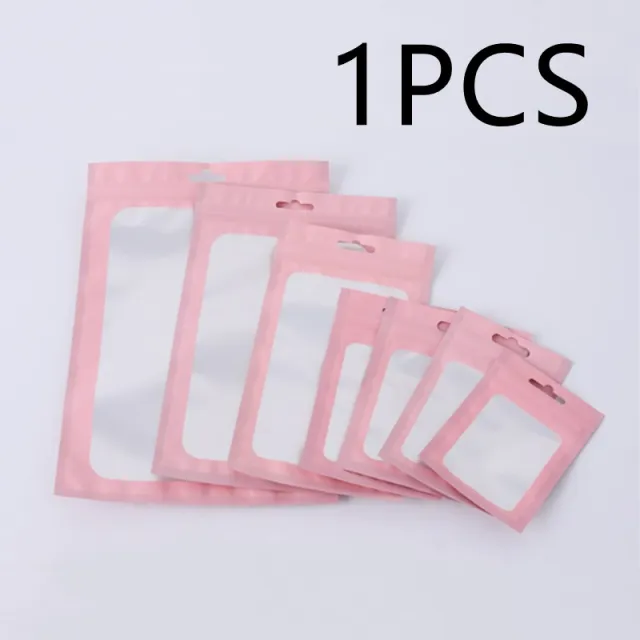 Frosted Yin Yang Ziplock Bag Jewelry Aluminum Foil Plastic Pink - Shop at LoveMi