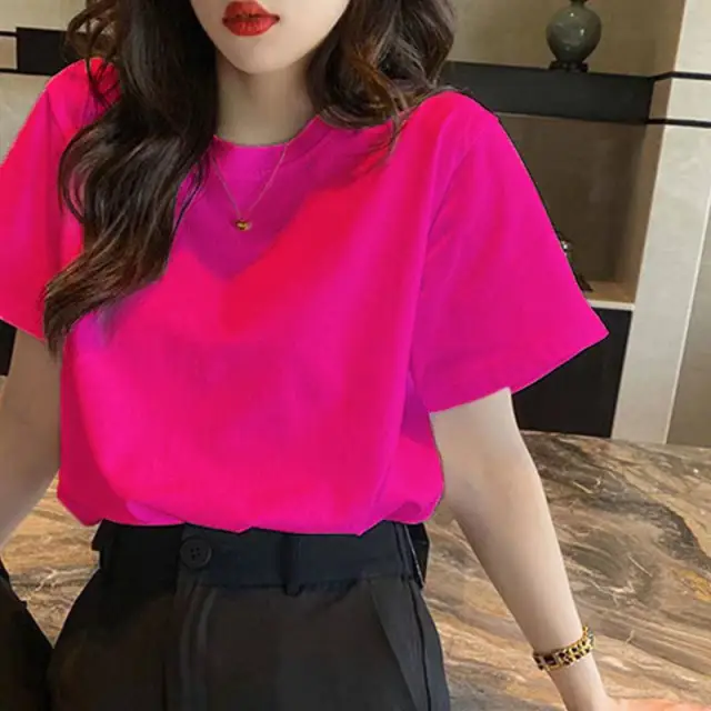 Dragon Fruit Red Short Sleeve Candy Short Sleeve T Shirt Rose Red - Shop at LoveMi