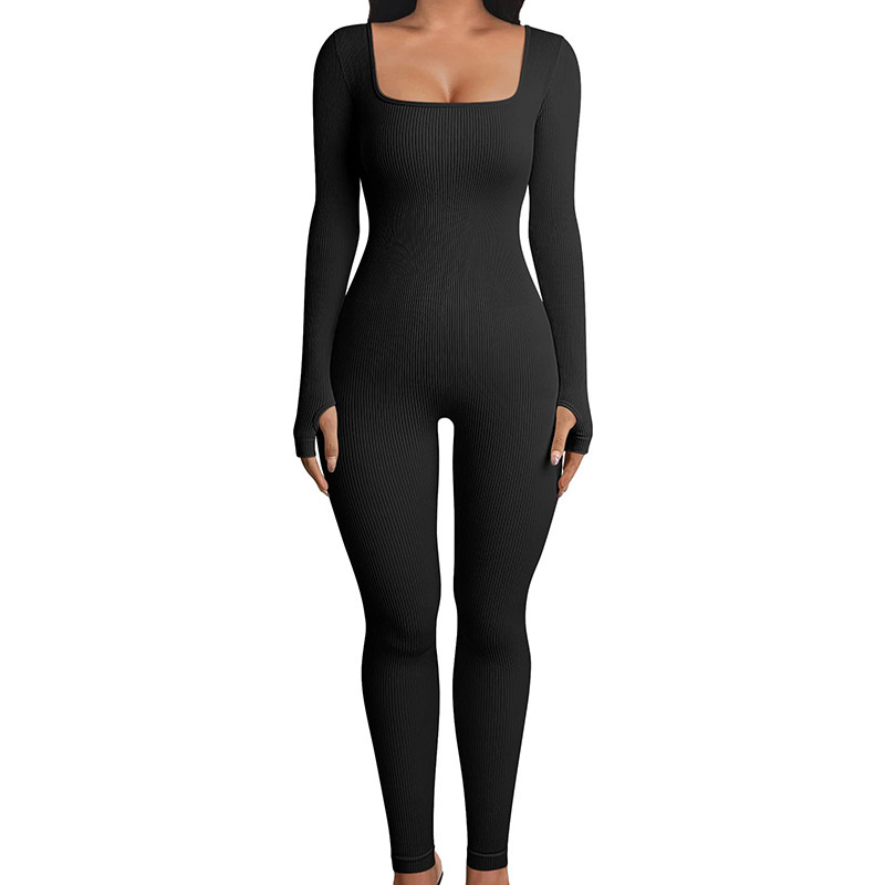 JNGSA Women's Shapewear Bodysuits, Bodysuit for Tall Women Long Sleeved  Solid Color Fashion Tight Fitting Cutout Jumpsuit Clearance 