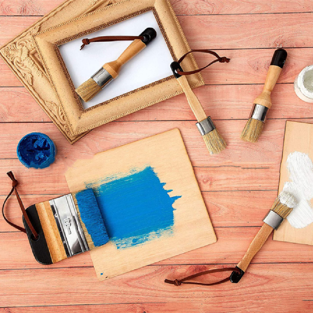Beech Handle Round Paint Brush 3-piece Set