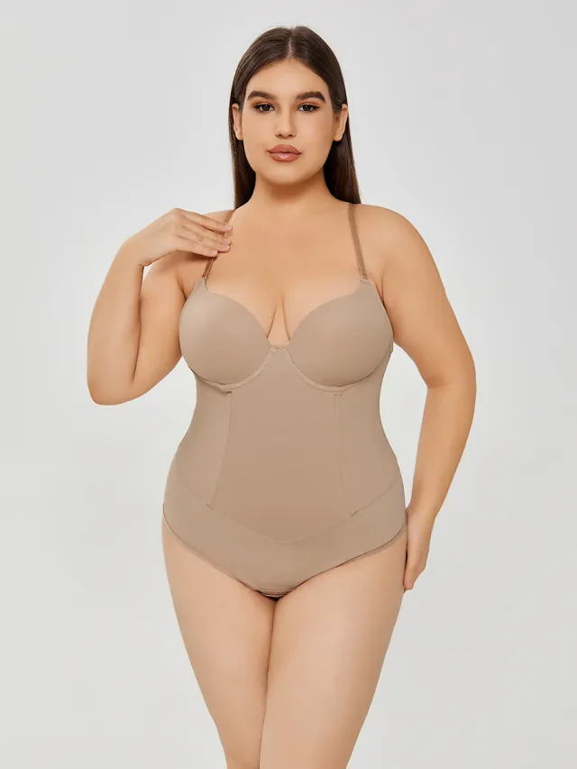 Shapewear Bodysuit Tummy Control Slim Body Shaper Apricot - Shop at LoveMi