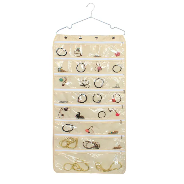 Wardrobe Hanging Type Double Sided Zipper Storage Bag Beige - Shop at LoveMi