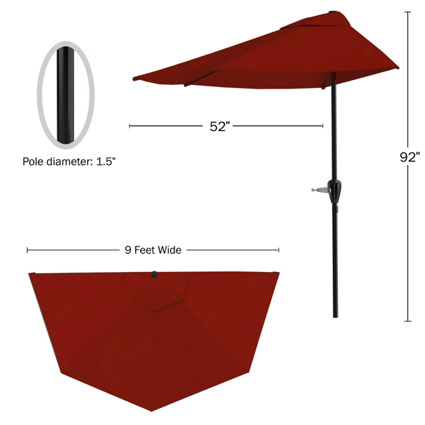 9ft Half Umbrella For Balcony, Porch, Or Deck, Red  Shipment From Walmart — foto 5