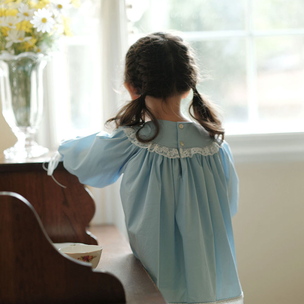 Girls Fashion Simple Lace Embroidery Dress
