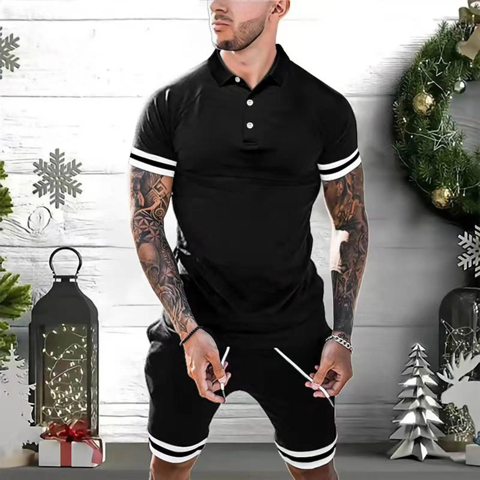 Mens Short Sets Outfits Polo Shirt Fashion