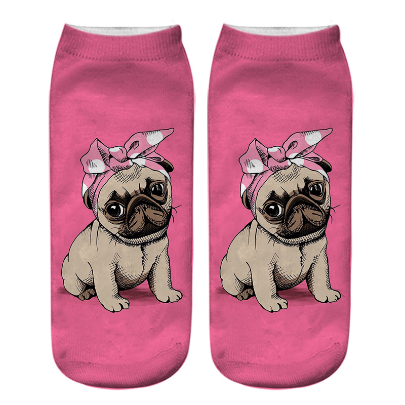 Title 4, Dog PUG cartoon 3D printing socks