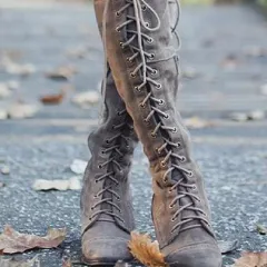 Women's Fashion Casual Rivet Boots - Grey - View 1