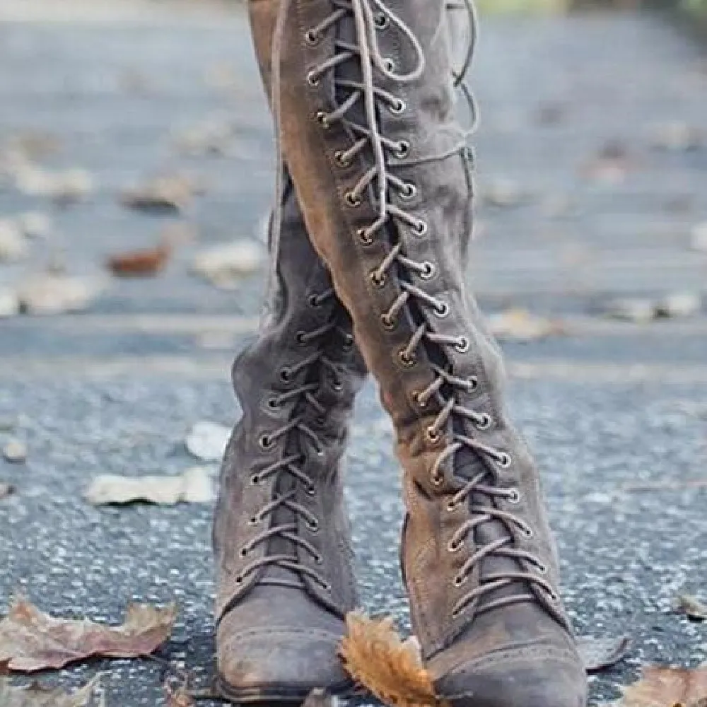 Women's Fashion Casual Rivet Boots - Gray