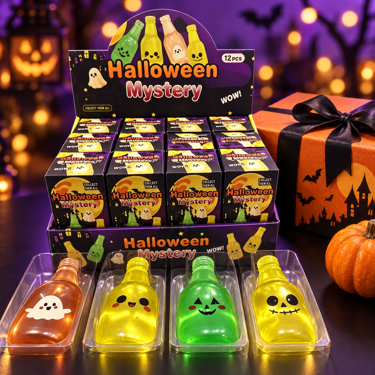 Glow-in-the-Dark Halloween Sensory Toys Set, Ghost  Squishy Fidget Toys With Stretchy Toy And Stress Relief Cube, For Adults
