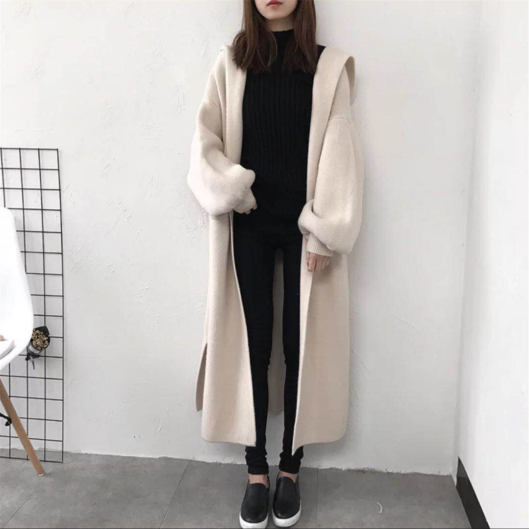 Women's Temperament Loose Long Hooded Sweater Cardigan