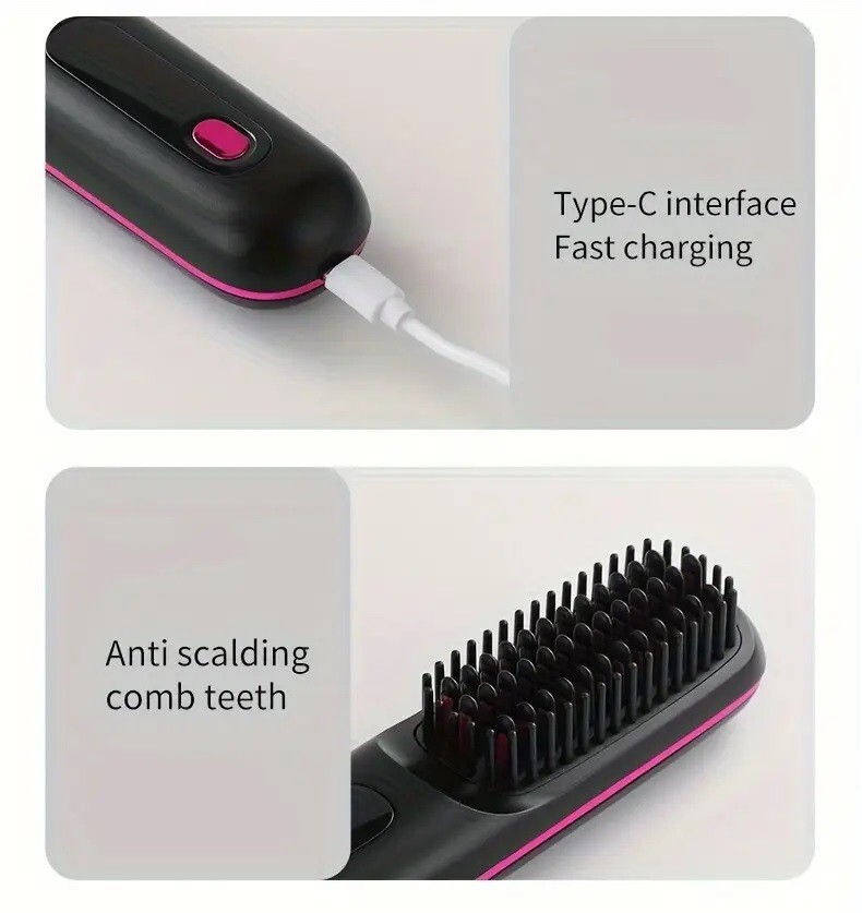 Portable Hair Straightener Brush Antiscald Hair Cordless Hair Straightener Brush 10