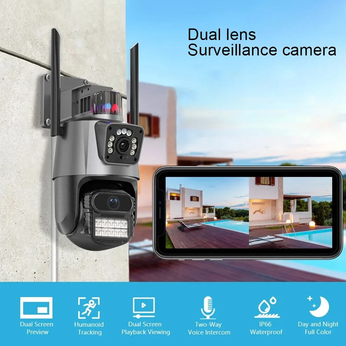 8MP 4K Wireless IP Camera WIFI Outdoor CCTV PTZ Smart Home Security IR Cam IP66 UK NEW,Camera Set 64GB TF Card-----Camera Set-64GB TF Card