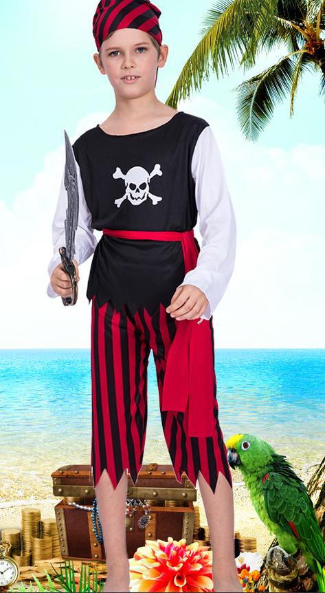 Halloween Cosplay Pirate Skull Boy Costume
