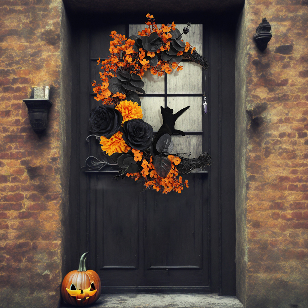 Halloween moon cat garland ornaments (picture color-garland