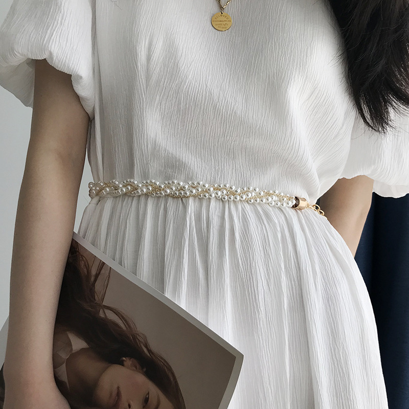 Simple Four Seasons Versatile Beaded Women's Metal Waist Chain