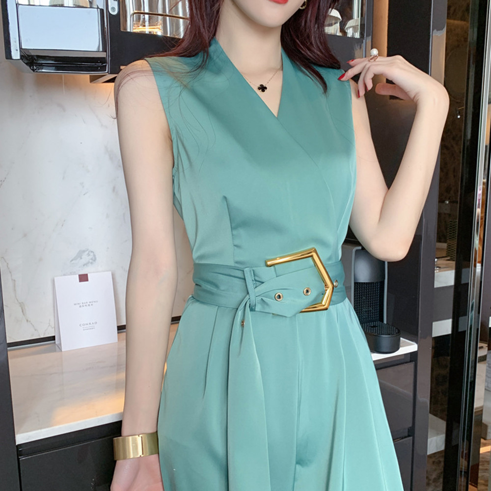 Pants Femininity V-neck High Waist Slim One Piece - Image 4