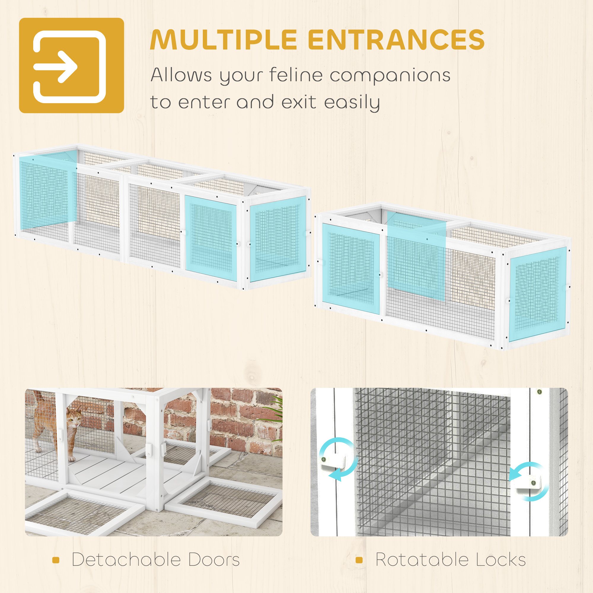 Wooden Cat Tunnel For Outdoor With Combinable Design