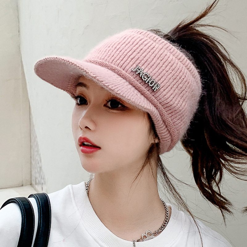 Girls Thickened Warm Knitted Hats In Autumn And Winter Pink - Shop at LoveMi