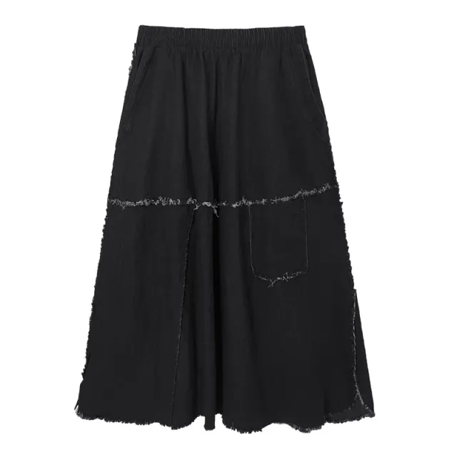 Brushed Denim Half Body Women's New Elastic High Waist Skirt Black - Shop at LoveMi