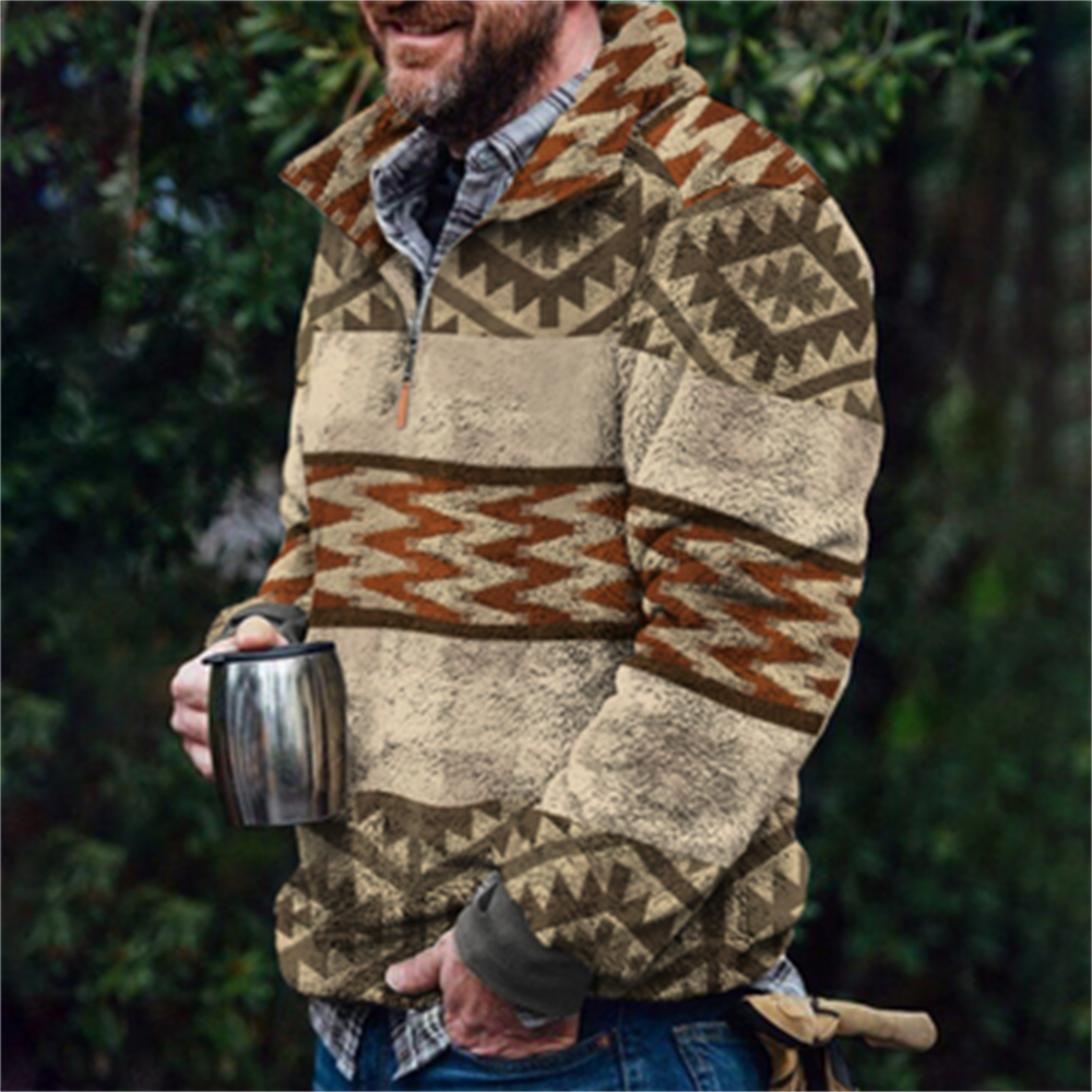 Autumn And Winter Casual Button Pocket Flannel Plush Men's Sweater