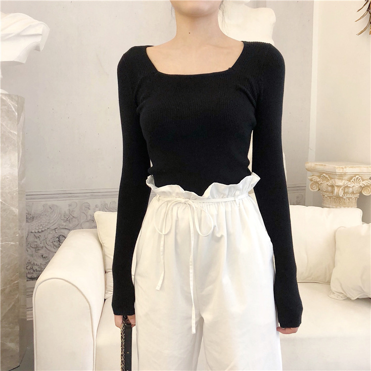 Title 1, French Square Collar Long-sleeved Sweater Botto...