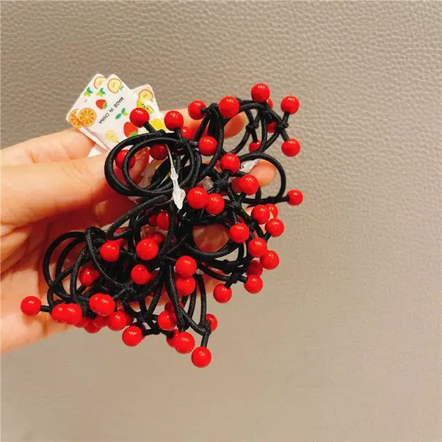 Baby Red Bead Hair Tie Red - Shop at LoveMi