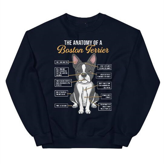 Men's Dog Print Round Neck Black Sweater