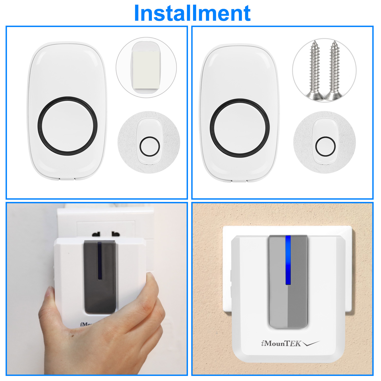 Wireless Doorbell with Plug-In Receiver – 1000ft Range, IP44 Waterproof, 52 Chimes with LED Indicator - Image 3