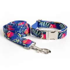 Graffiti Pet Collar Leash Set - Blue Graffiti Pet Collar Leash - View 1