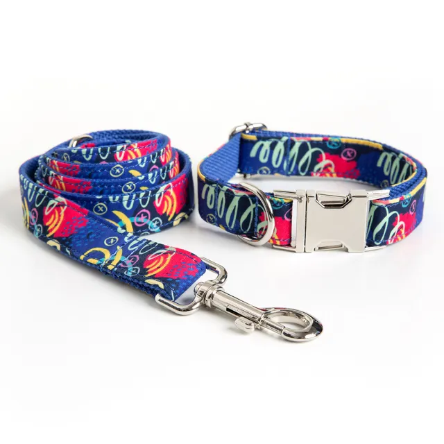 Graffiti Pet Collar Leash Set Blue Graffiti Pet Collar Leash - Shop at LoveMi
