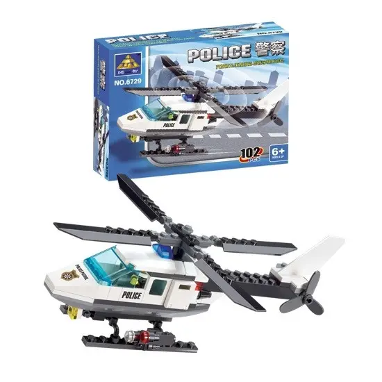 Assembling And Inserting Building Blocks Police Airplane