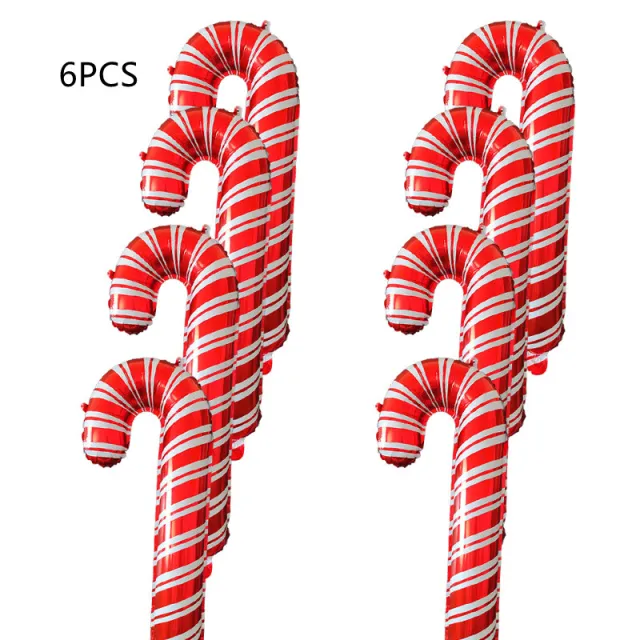 Holiday Party Christmas Crutch Balloons Red 6Pcs - Shop at LoveMi