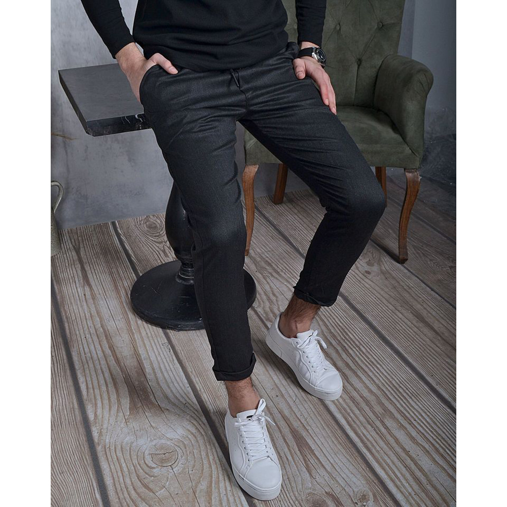 Title 5, Heren casual broek effen kleur textuurstof herf...