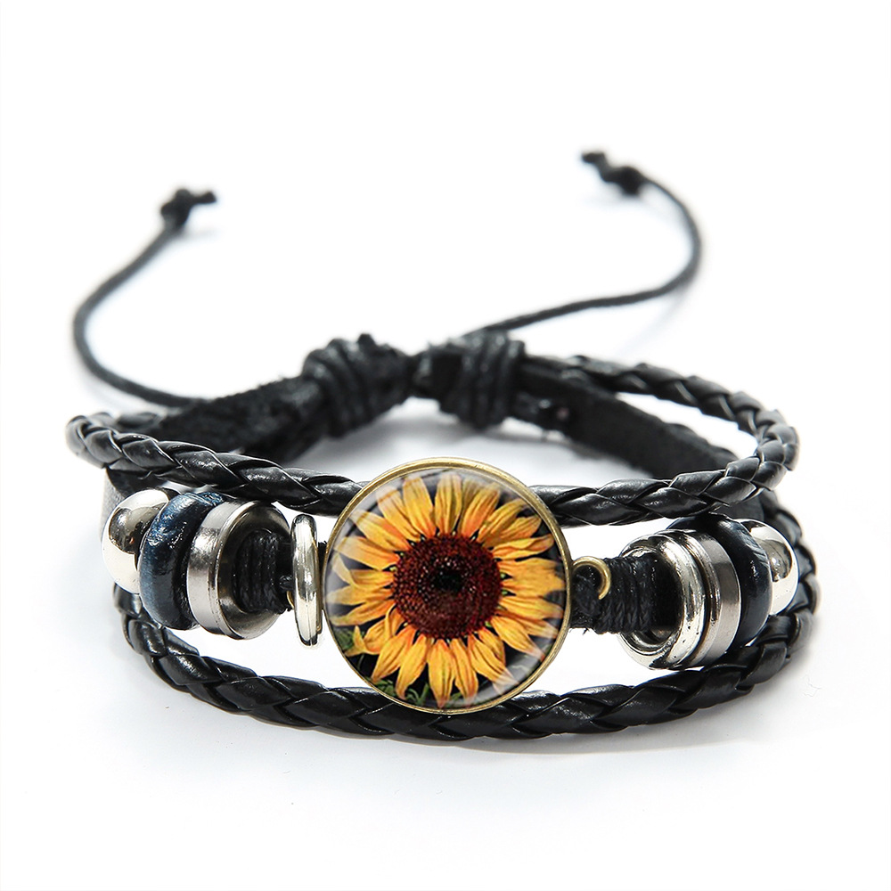 Sunflower Bracelet Time Stone Leather