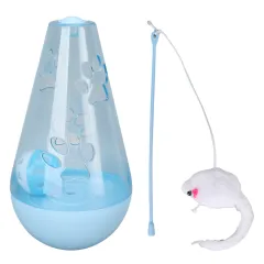 Cat Toy Cat Built In Bell Ball Interactive Snack Toy With Plush Mouse Cat Stick For Indoor Cats Kittens - Blue - View 1