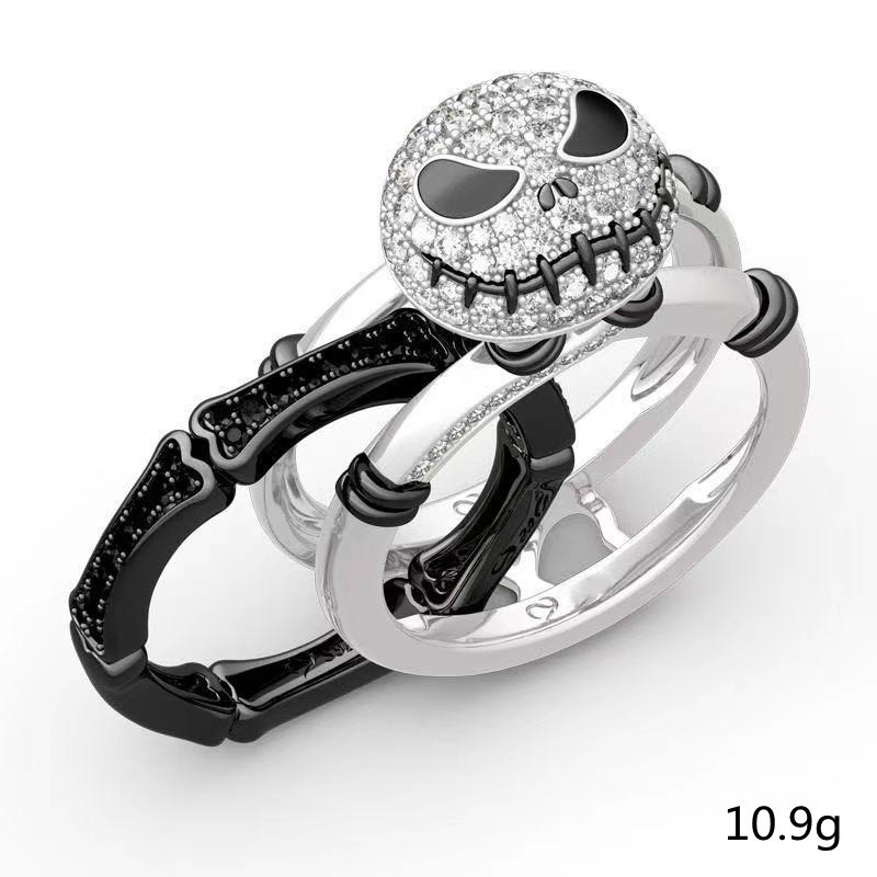 Two-color Skull Diamond Ring For Male And Female Couples