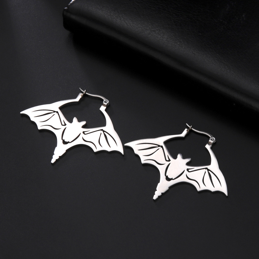 Title 3, Titanium Steel Cut Bat Earrings