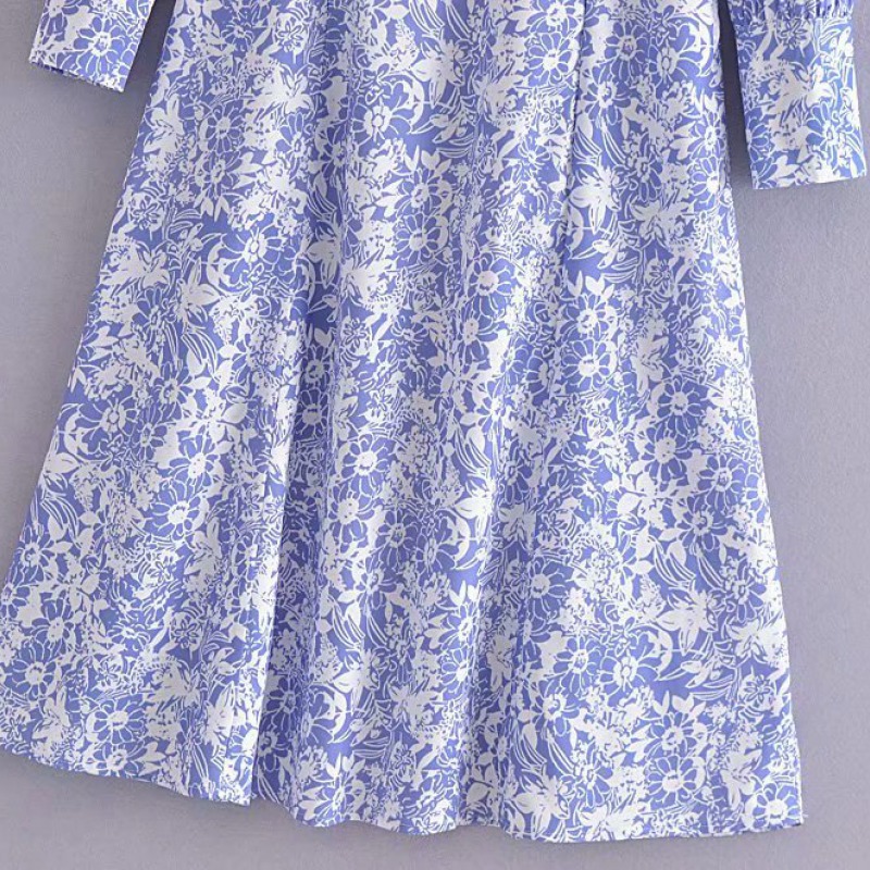 Suit Collar Long Sleeve Floral Print European And American