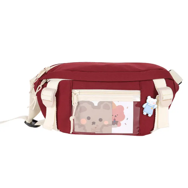 Cute Cartoon Girl Student Transparent Messenger Bag Red - Shop at LoveMi