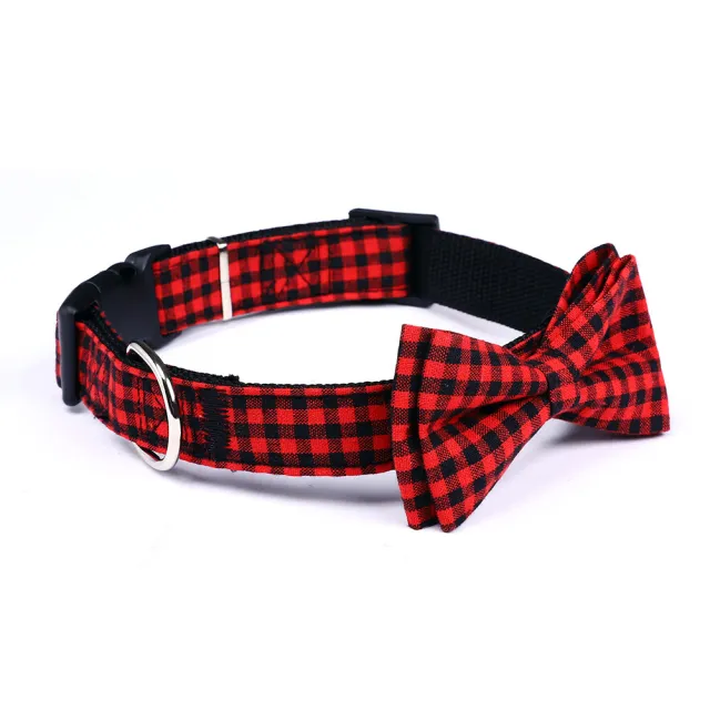 British Plaid Pet Bow Tie Collar Cat Dog Traction Bow Tie Red And Black Grid - Shop at LoveMi