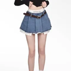 Denim Skirt Women's Summer High Waist Design - Denim Blue - View 1