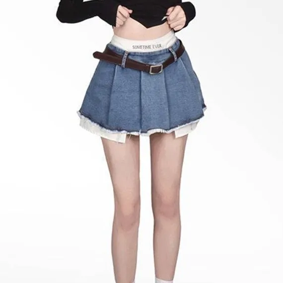 Denim Skirt Women's Summer High Waist Design Denim Blue - Shop at LoveMi