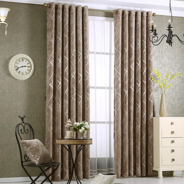 Solid Color Simple Modern Light Luxury Living Room Chenille Blackout Curtains Coffee - Shop at LoveMi