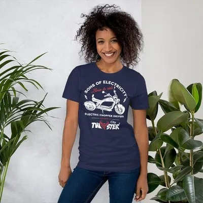 Son Of Electricity Born Riding Electric Chopper Driver T shirt Navy Blue - Shop at LoveMi