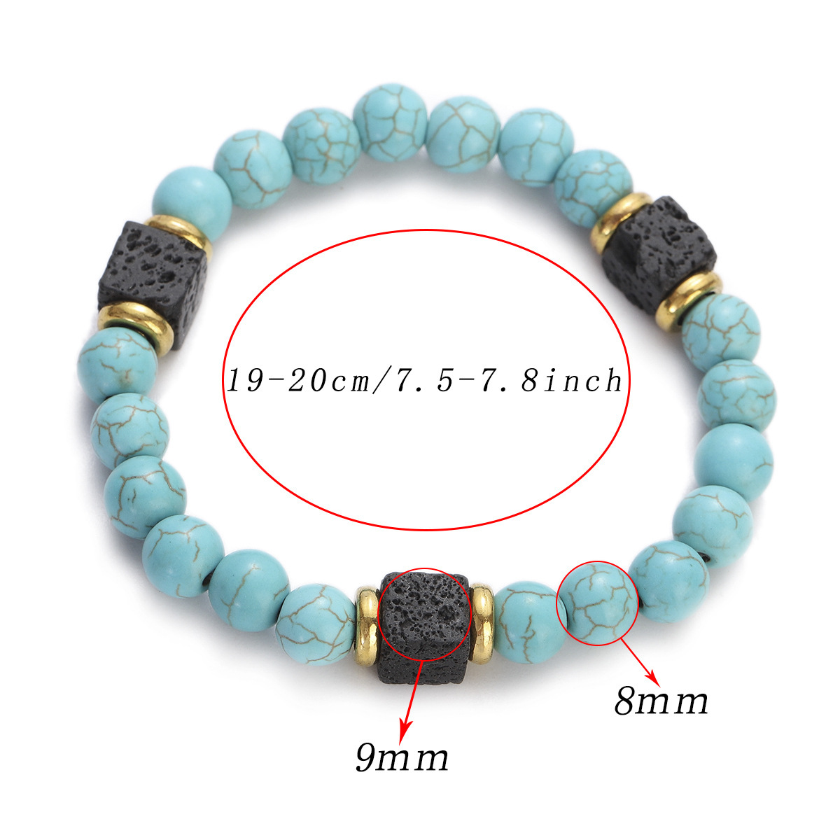 Title 1, Bracciale uomo in pietra vulcanica Lava Block, ...