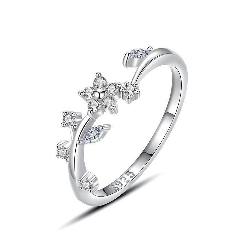 Small Flower Sterling Silver Ring Female Japanese And Korean Simple Index Finger Ring