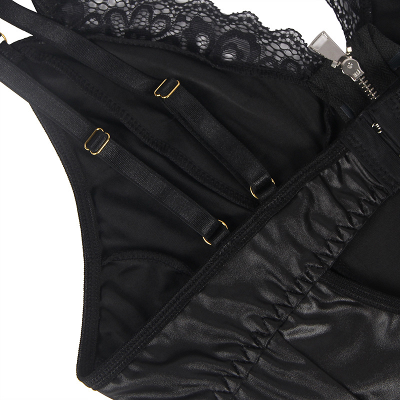 Large Black Zipper Babydoll With Garter 5
