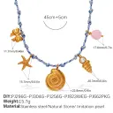 Blue Rope Braided Ocean-themed Pendant Set, Featuring Starfish, Dolphins, And Sea Turtles, Multi-dangling Necklace And Bracelet. view 5