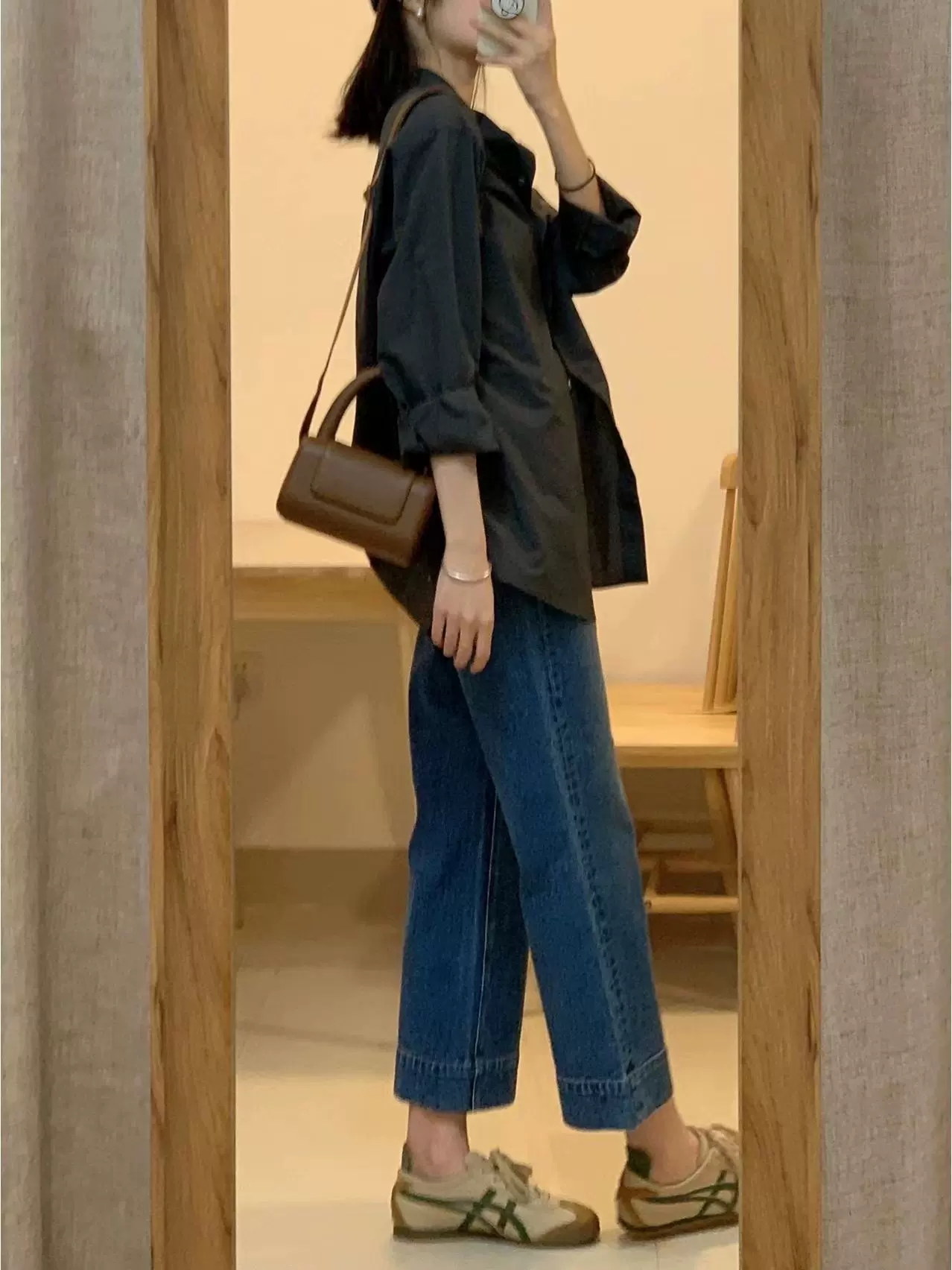 Women's Light Blue Distressed Ninth Micro Flared Jeans Dark Blue - Shop at LoveMi